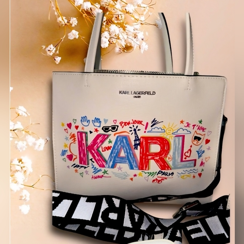 KARL LAGERFELD Paris Adele Large Size Tote Bag & Karl Pouch - Picture 2 of 8